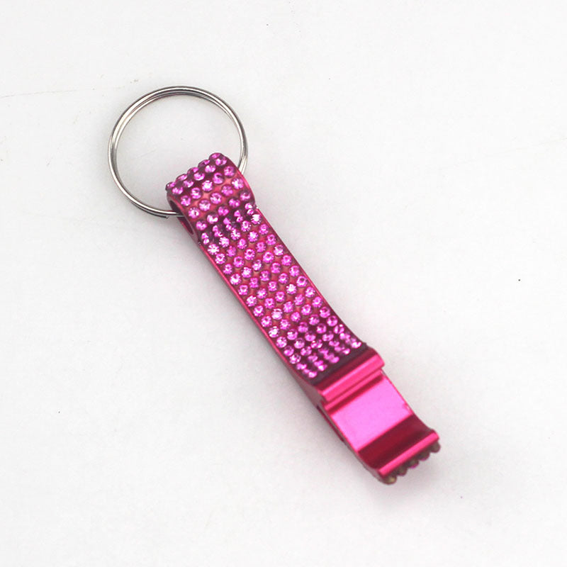 Wholesale Aluminum Alloy Diamond Inlaid Bottle Opener Key Chain